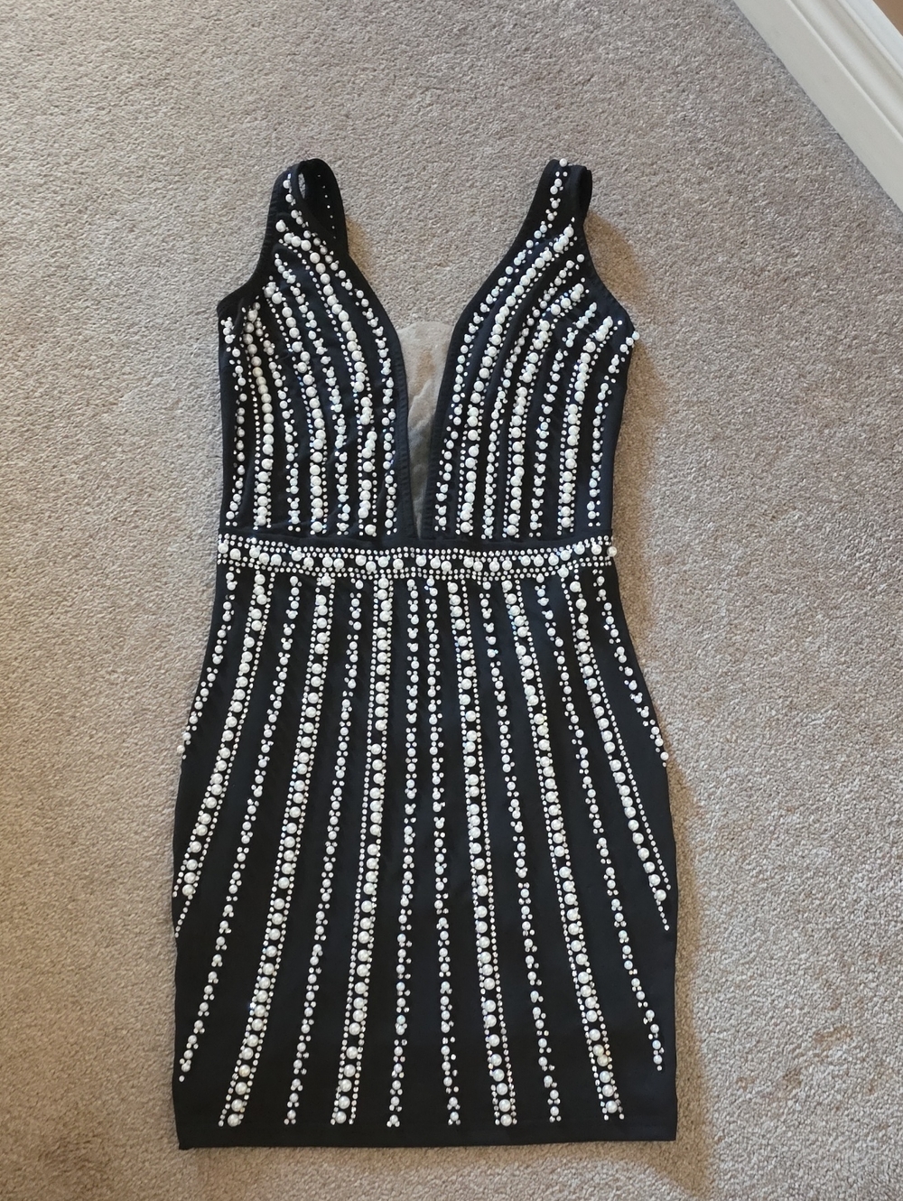Banjul Black Mini Dress with Crystal Embellishments - SHOWSTOPPER 😍